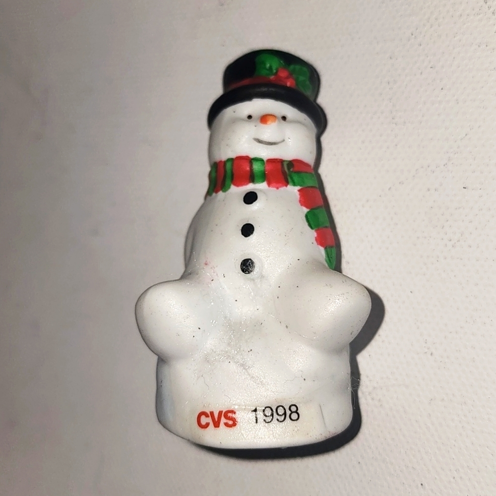 CVS Vintage snowman ornament 1998 ceramic